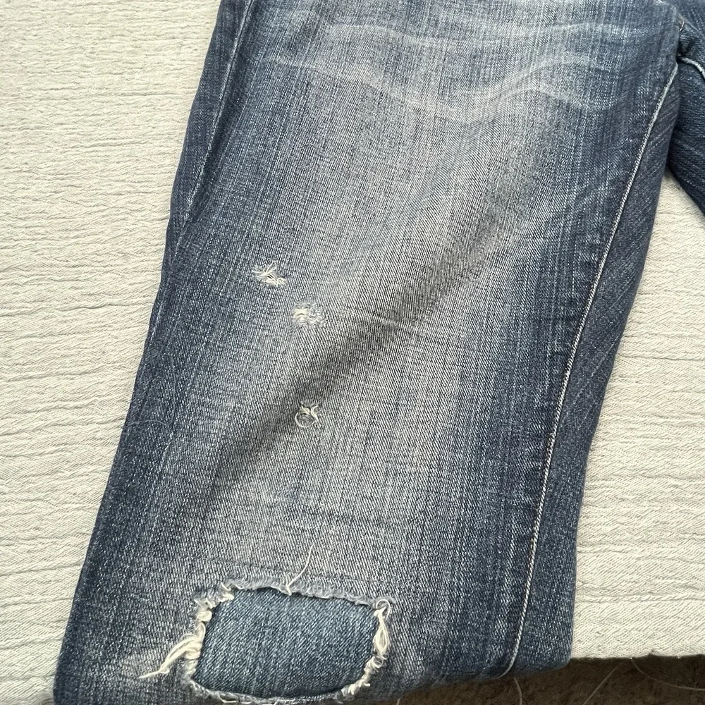 J Crew‎ Flex Jeans Mens 36x30 Slim Straight Stretch Light Wash Distressed